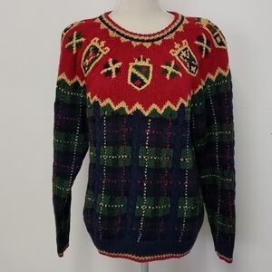 VINTAGE 80s Ashley Hand Knitted Ramie/ Cotton Winter Christmas Sweater EUC